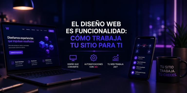 Diseño web funcional: servicios de diseño estratégico, optimización UX/UI y automatización de procesos 24/7 con n8n para escalar tu negocio.