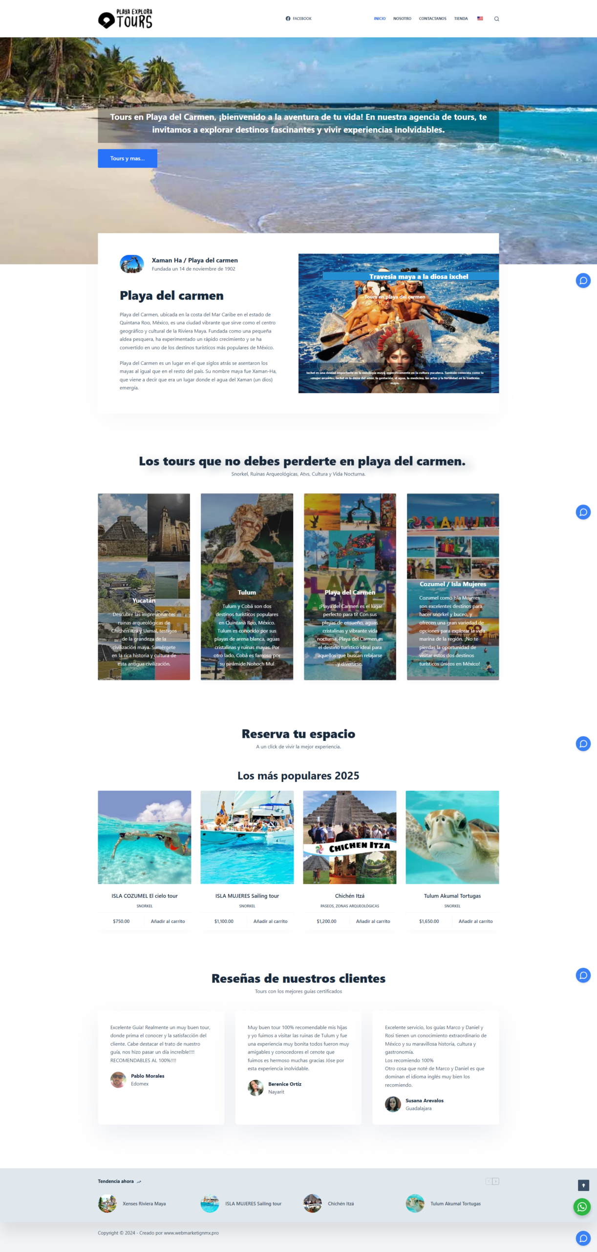 Web site Playa Explora Tours